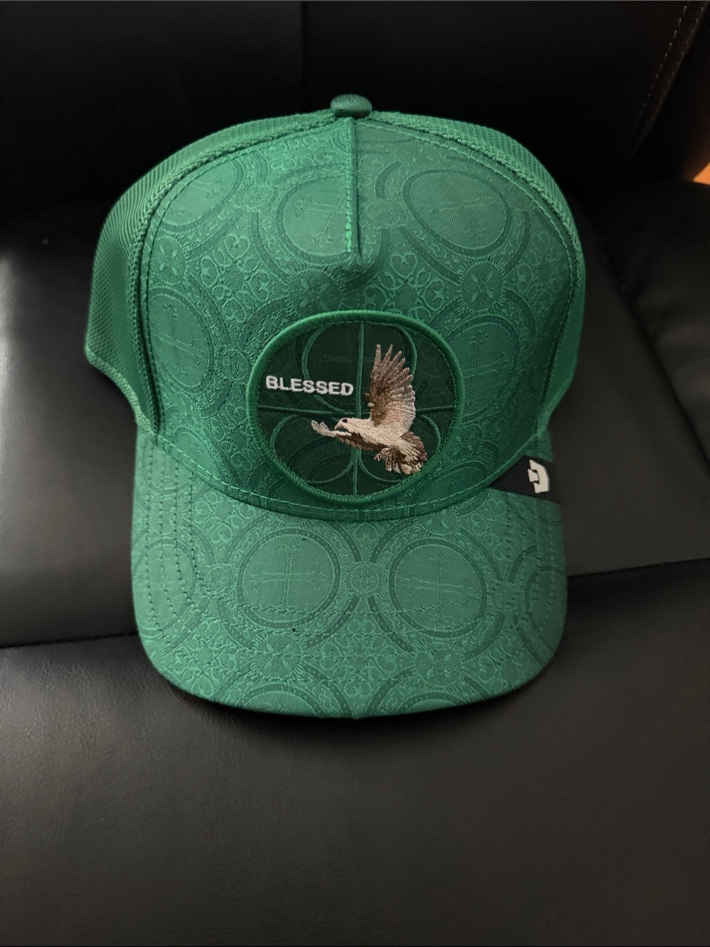 Blessed Eagle Embroidered Green Trucker Hat